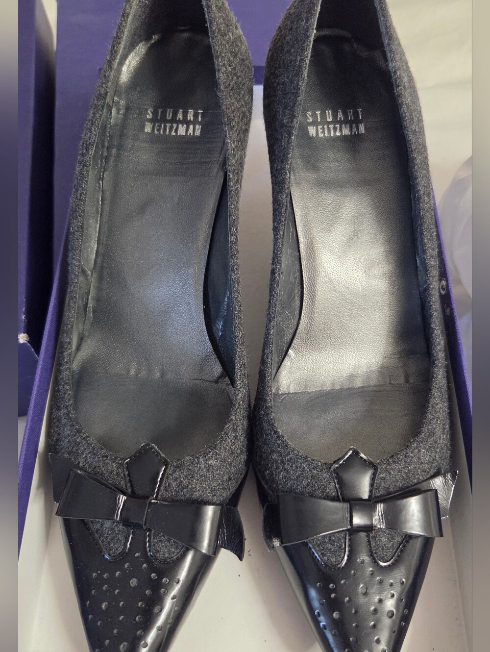Stuart Weitzman  Stuart Weitzman Wingtip Fall Winter Kitten Heels 8.5 - Picture 5 of 6